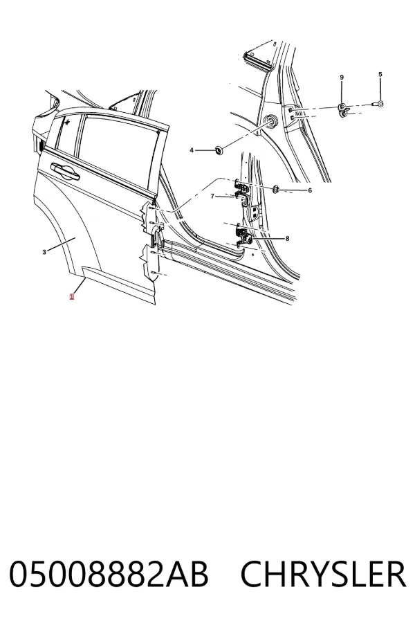 Дверь задняя правая 05008882AB Chrysler
