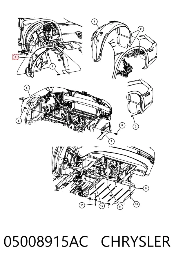 Подкрылок передний левый 05008915AC Chrysler