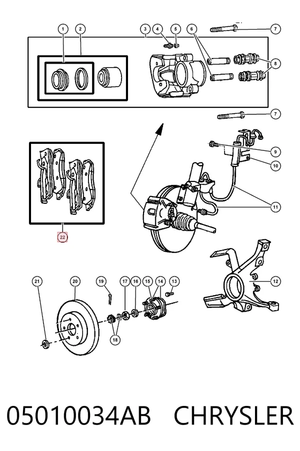 Передние тормозные колодки 05010034AB Chrysler