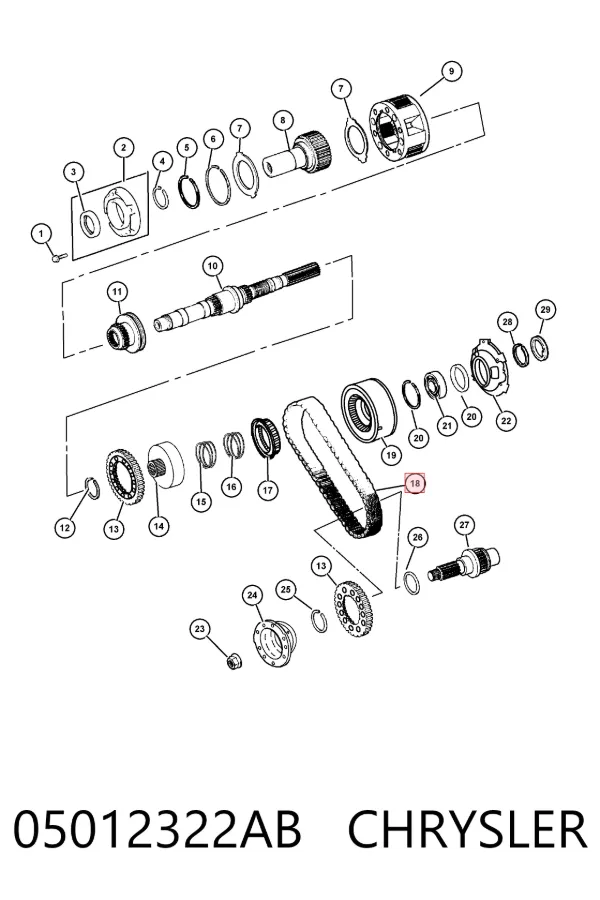 Цепь привода раздаточной коробки K05012322AB Fiat/Alfa/Lancia