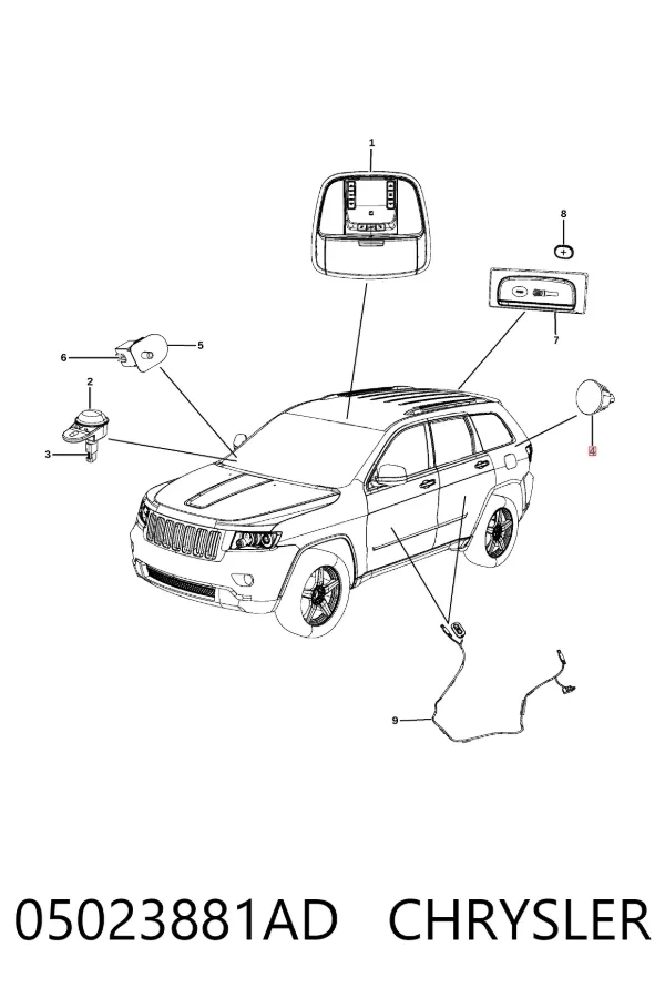 Плафон подсветки багажного отсека K05023881AD Fiat/Alfa/Lancia