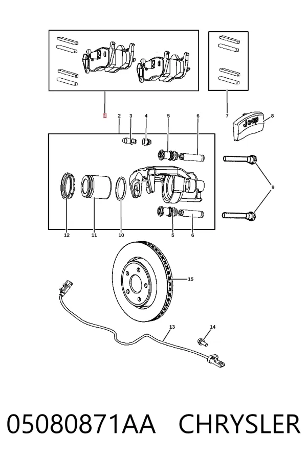Задние тормозные колодки 05080871AA Chrysler