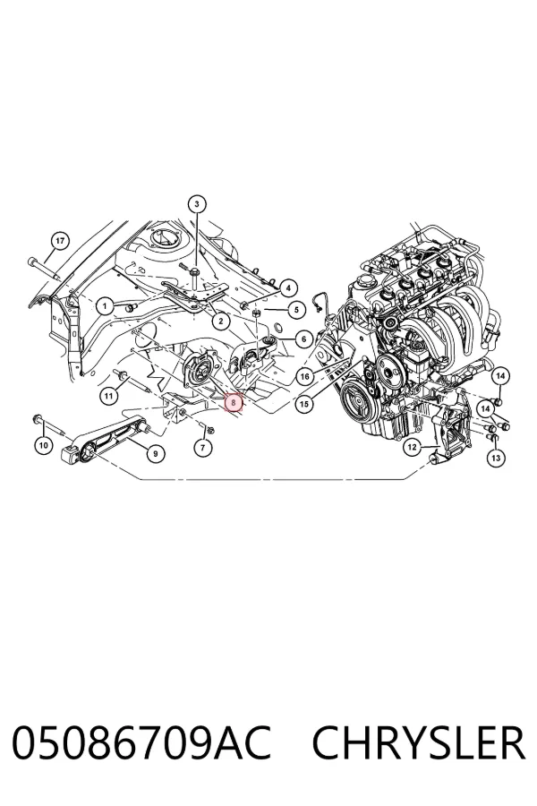Правая подушка двигателя 05086709AC Chrysler