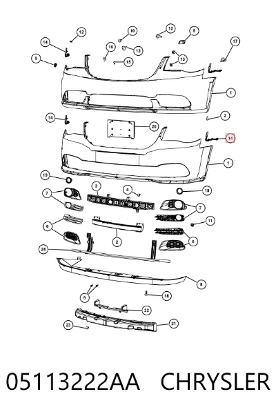 Кронштейн бампера переднего правый CHRYSLER 05113222AA