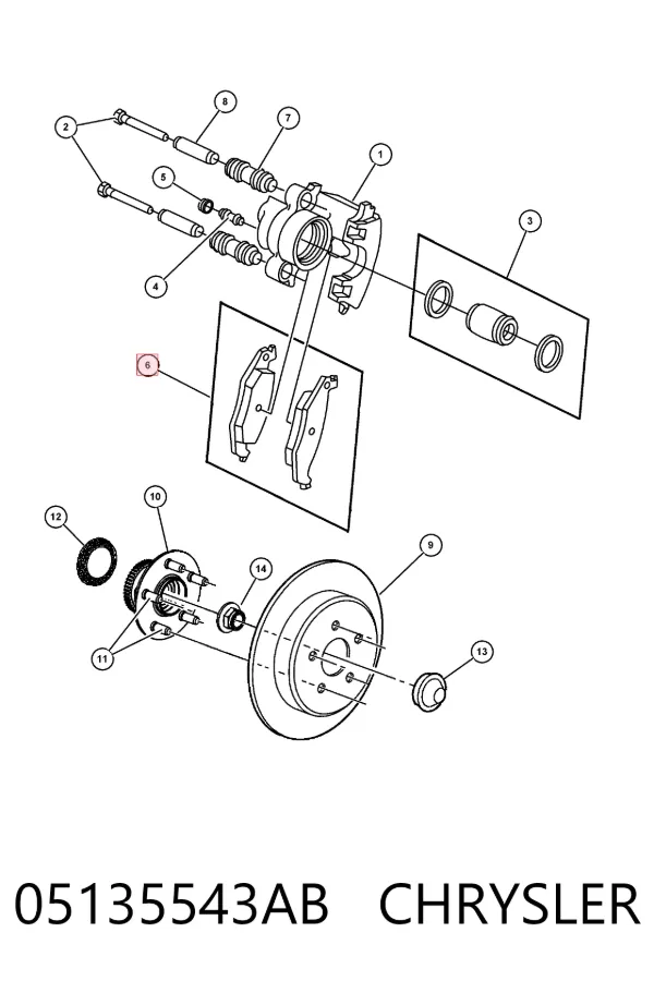 Задние тормозные колодки 05135543AB Chrysler
