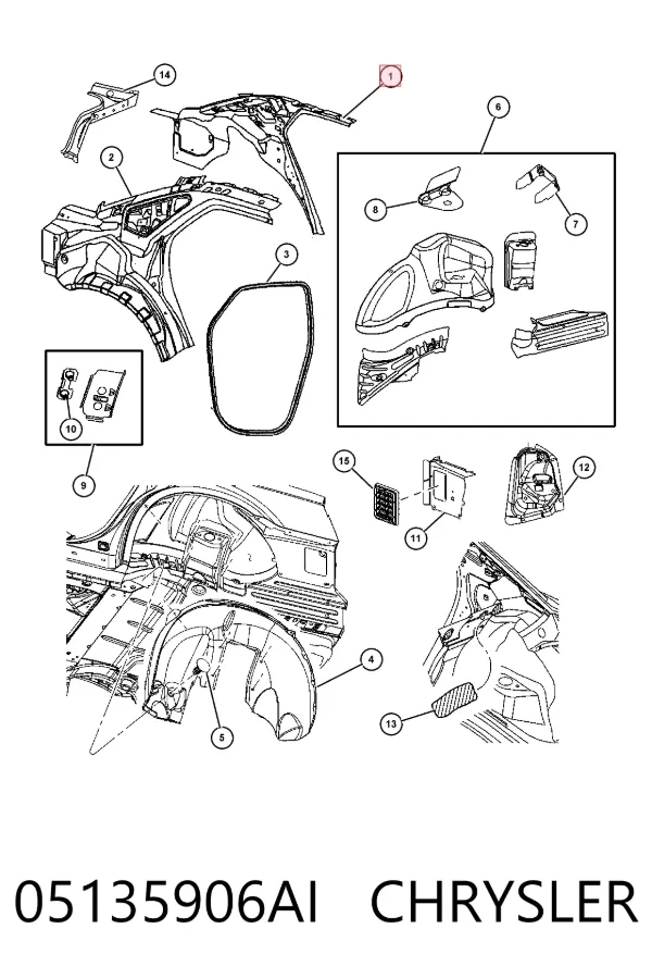Крыло заднее правое 05135906AI Chrysler