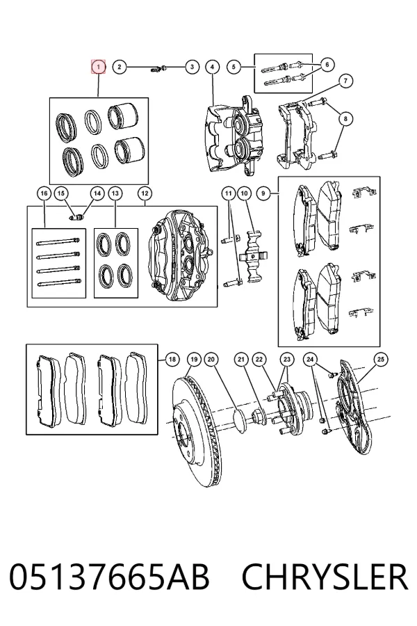 Ремкомплект суппорта 05137665AB Chrysler