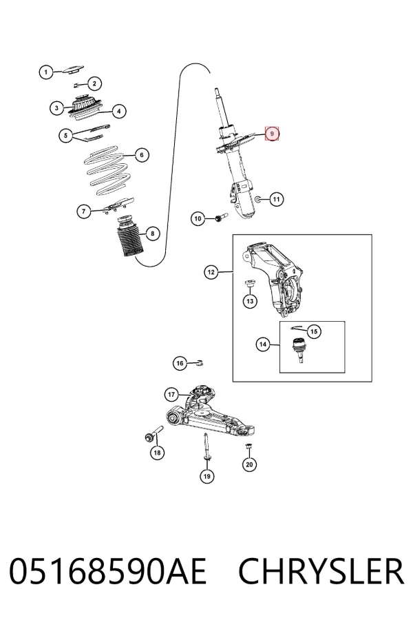Амортизатор передний правый K05168590AE Fiat/Alfa/Lancia
