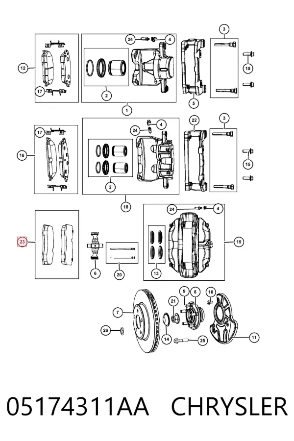 Передние тормозные колодки 05174311AA Chrysler