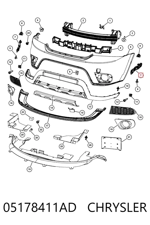 Кронштейн бампера переднего левый 05178411AD Chrysler