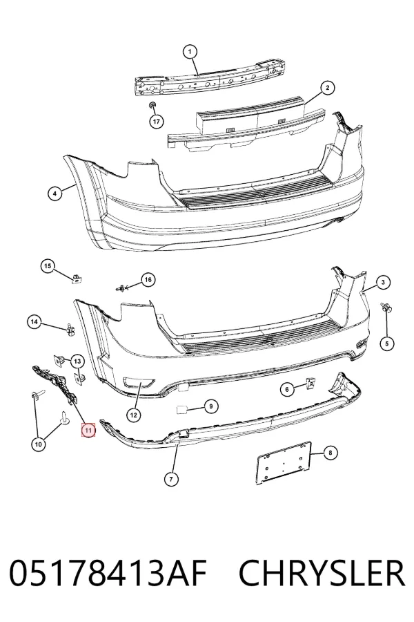 Кронштейн бампера заднего левый 05178413AF Chrysler