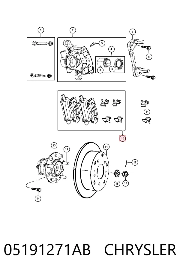 Задние тормозные колодки 05191271AB Chrysler