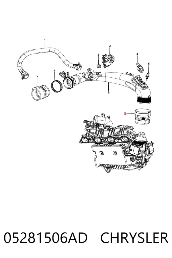 Патрубок интеркулера 05281506AD Chrysler