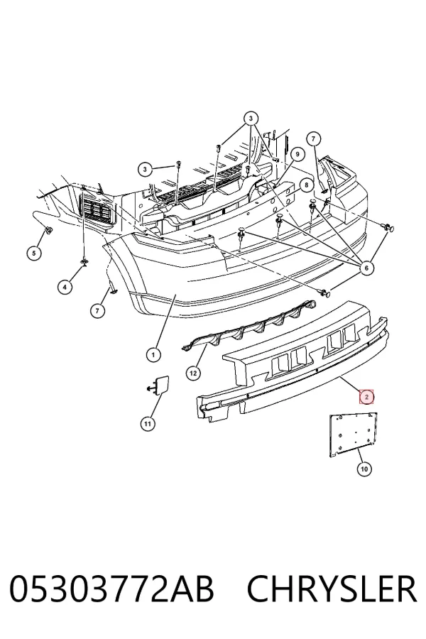 Задний бампер 05303772AB Chrysler