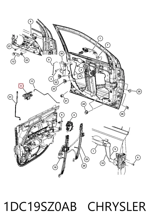 Ручка двери левой внутренняя передняя/задняя 1DC19SZ0AB Chrysler
