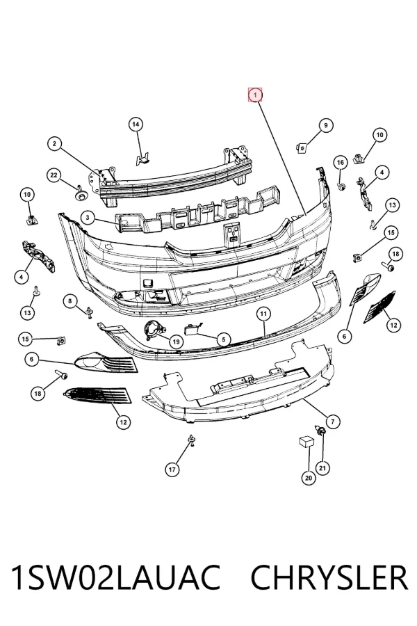 Бампер передний, верхняя часть 1SW02LAUAC Chrysler