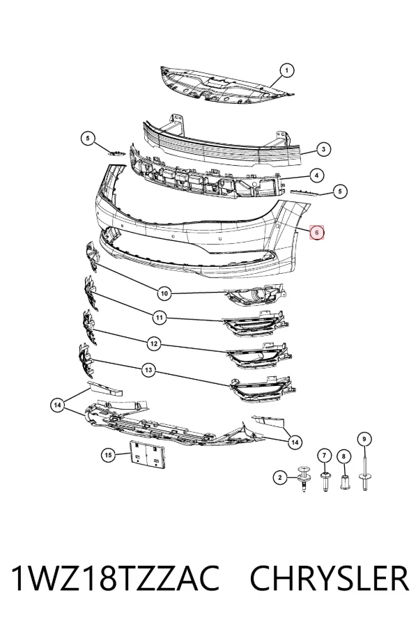 Передний бампер 1WZ18TZZAC Chrysler