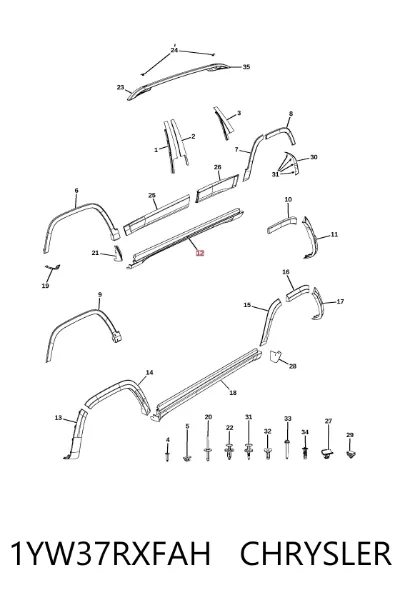 Накладка (молдинг) порога наружная левая CHRYSLER 1YW37RXFAH