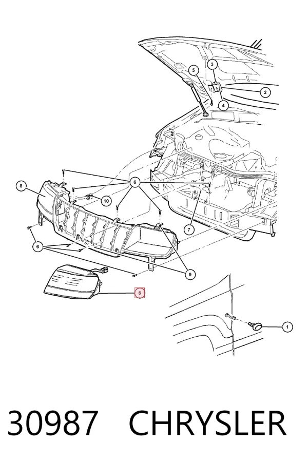 Правая фара 30987 Chrysler