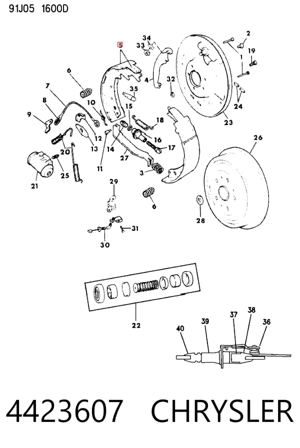 Задние барабанные колодки 4423607 Chrysler
