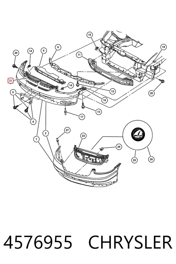Решетка радиатора 4576955 Chrysler