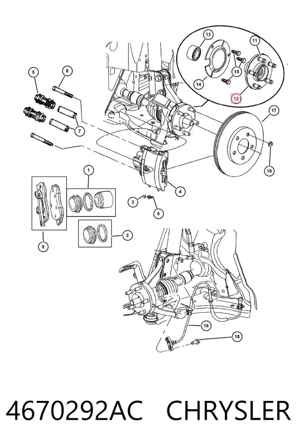 Передняя ступица 4670292AC Chrysler
