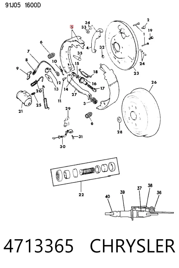 Задние барабанные колодки 4713365 Chrysler
