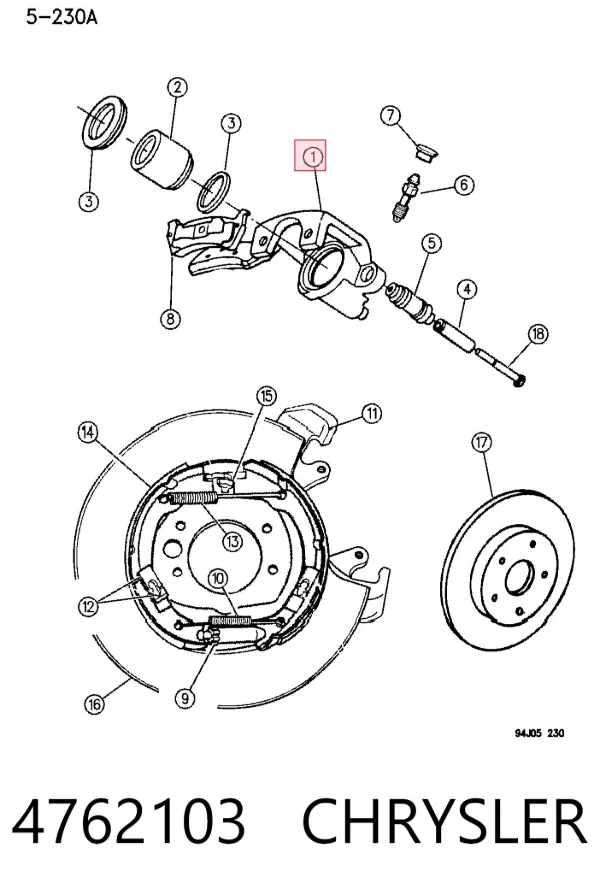 Суппорт задний левый 4762103 Chrysler