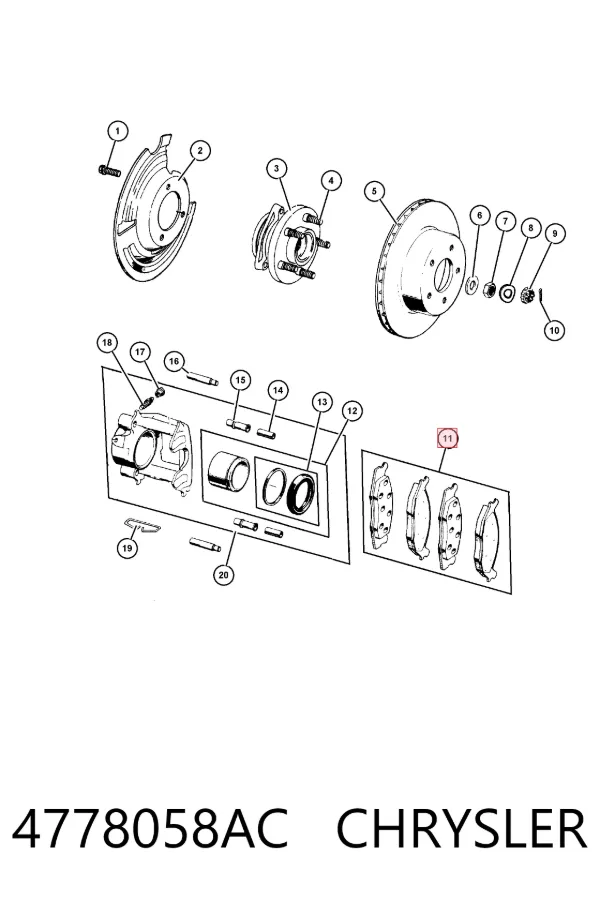 Передние тормозные колодки 4778058AC Chrysler