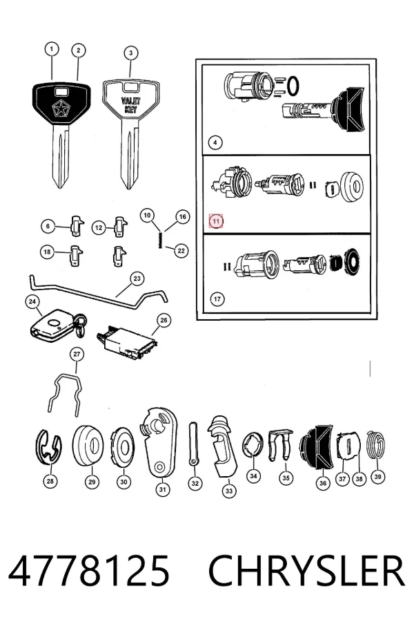 Личинка замка двери передней 4778125 Chrysler