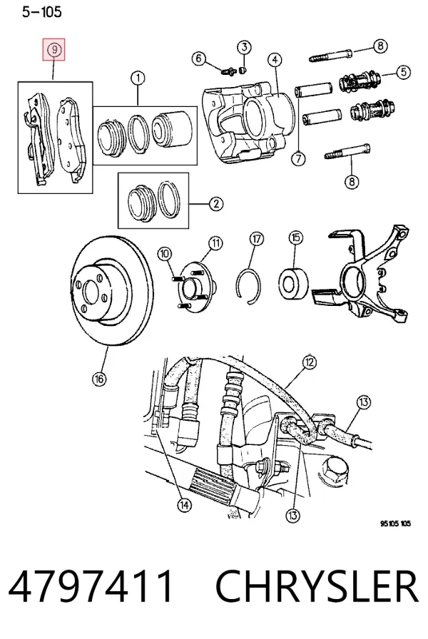 Передние тормозные колодки 4797411 Chrysler