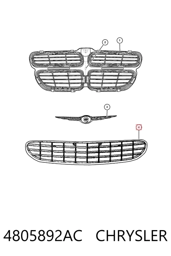 Решетка радиатора 4805892AC Chrysler