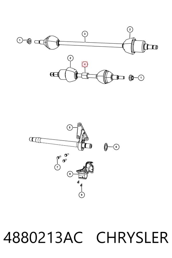 Левая полуось 4880213AC Chrysler