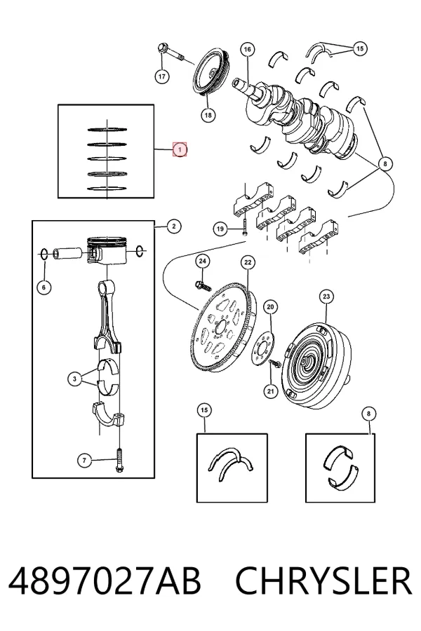Кольца поршневые 4897027AB Chrysler