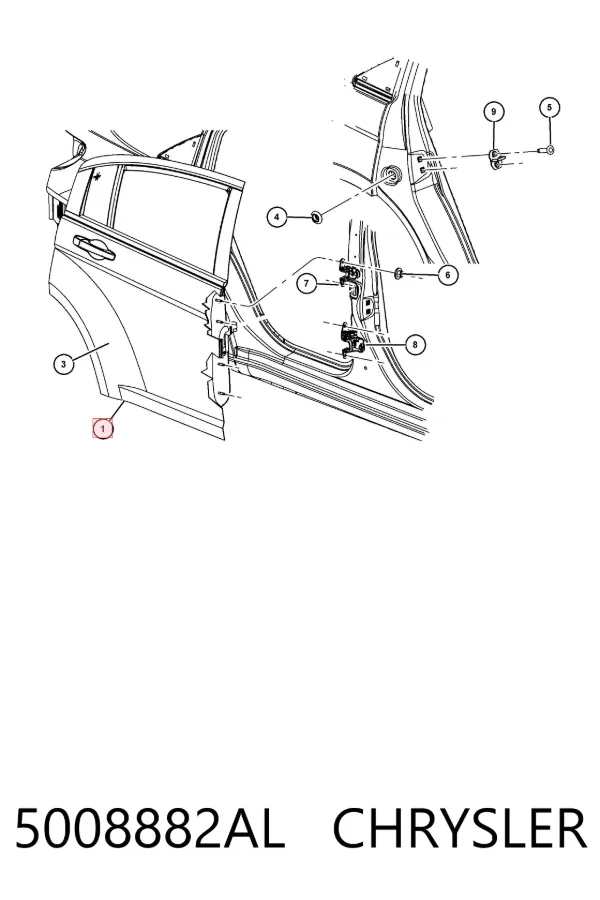 Дверь задняя правая 5008882AL Chrysler