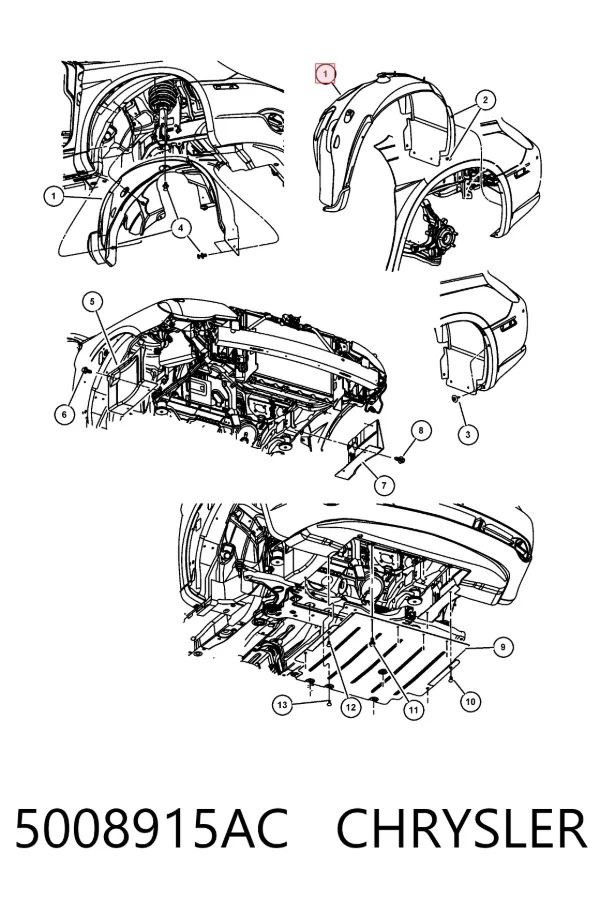 Подкрылок передний левый 5008915AC Chrysler