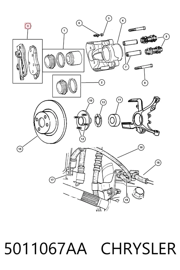 Передние тормозные колодки 5011067AA Chrysler
