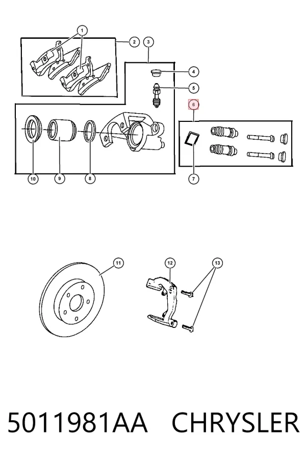 Ремкомплект переднего суппорта 5011981AA Chrysler