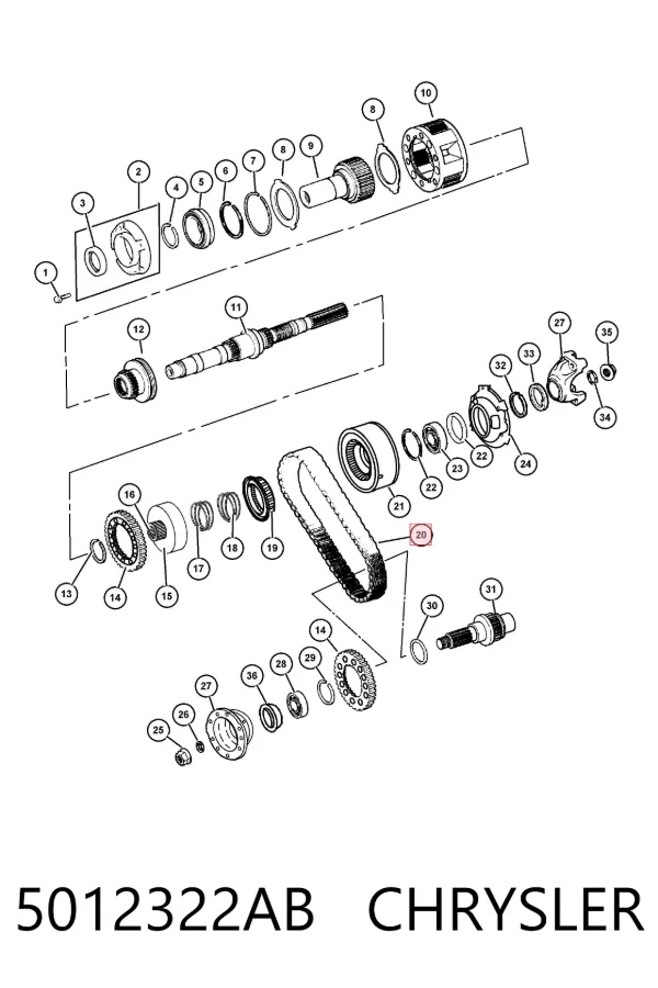 Цепь привода раздаточной коробки 5012322AB Chrysler