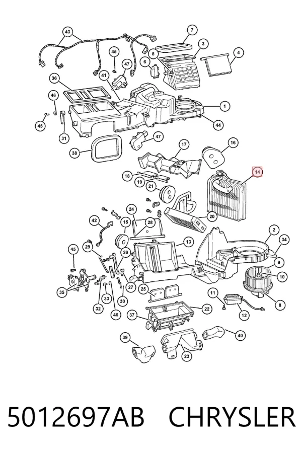 Испаритель кондиционера 5012697AB Chrysler