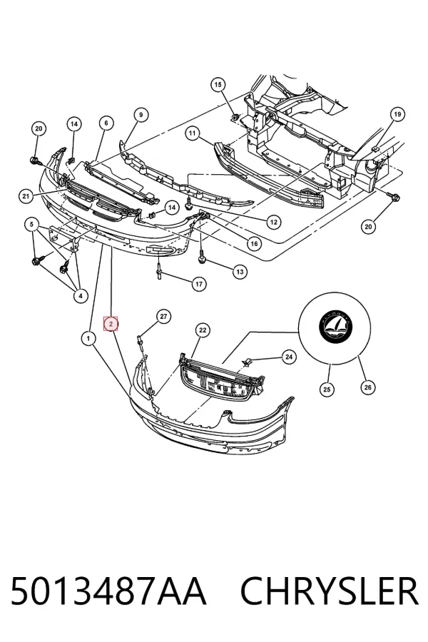 Передний бампер 5013487AA Chrysler