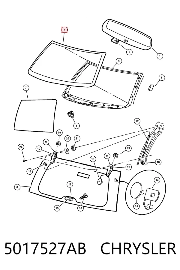 Лобовое стекло 5017527AB Chrysler