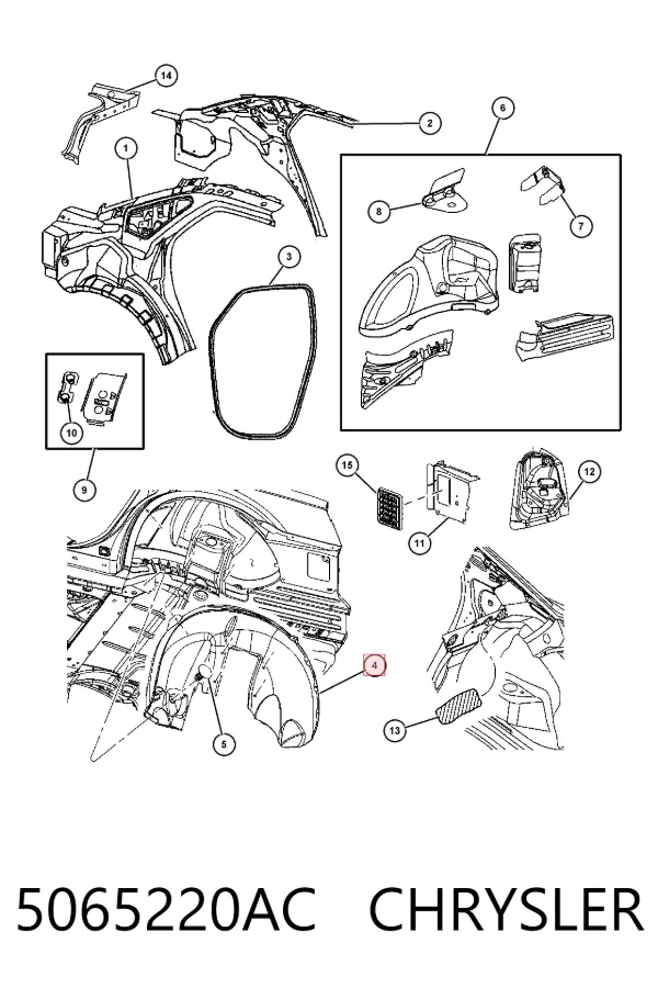 Подкрылок задний правый 5065220AC Chrysler