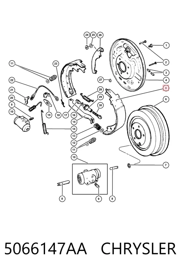 Задние барабанные колодки 5066147AA Chrysler