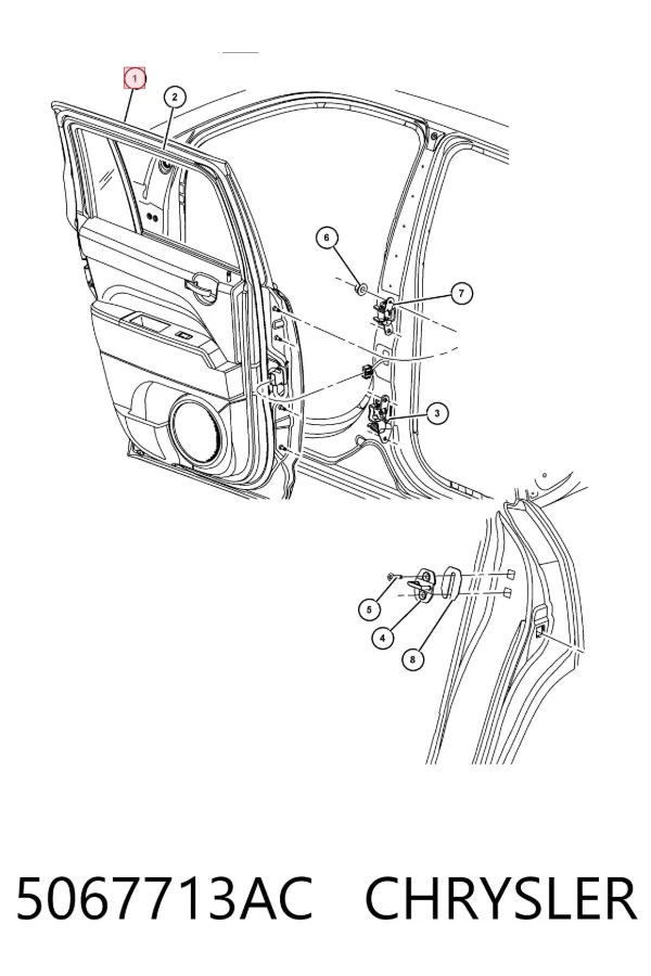 Дверь задняя левая 5067713AC Chrysler