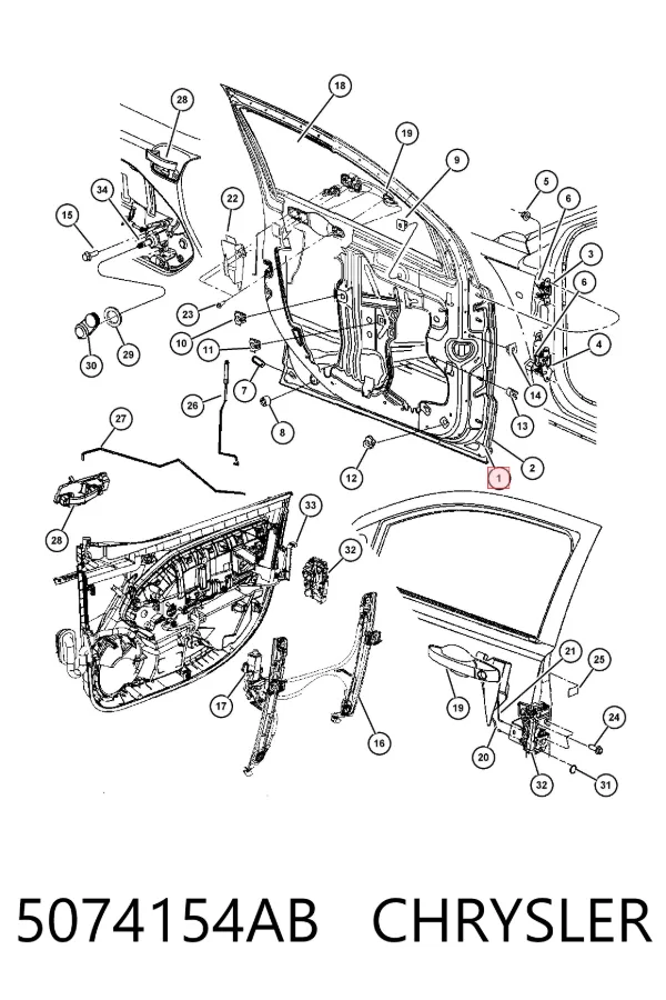 Дверь передняя правая 5074154AB Chrysler
