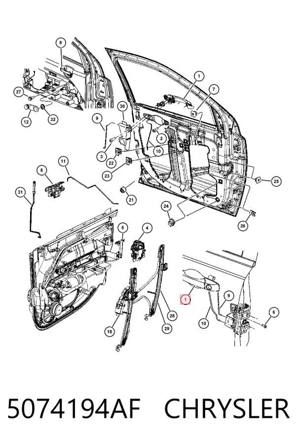 Ручка двери передней наружная правая 5074194AF Chrysler
