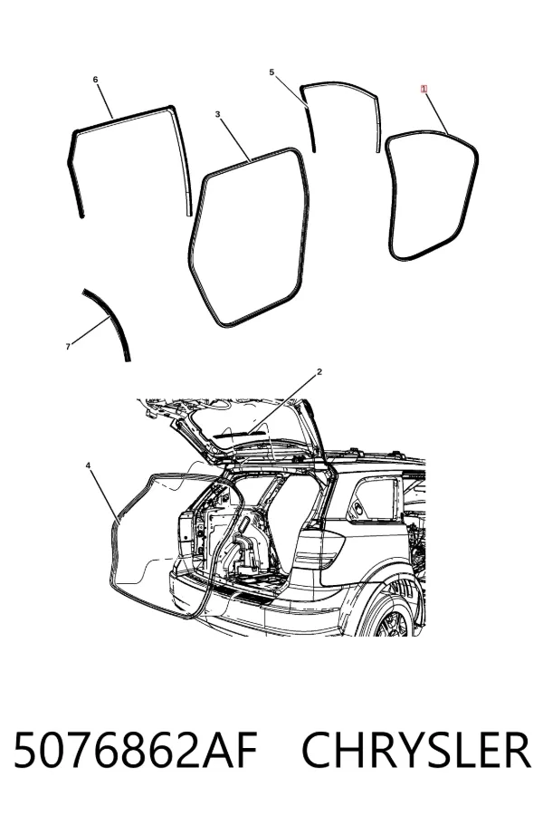 Уплотнитель двери передней правой (на кузове) 5076862AF Chrysler