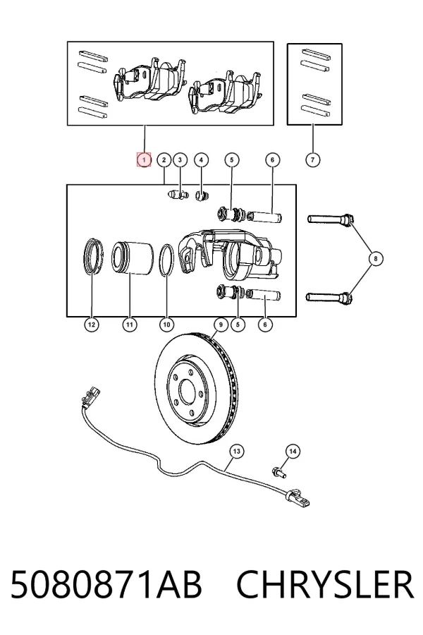 Задние тормозные колодки 5080871AB Chrysler