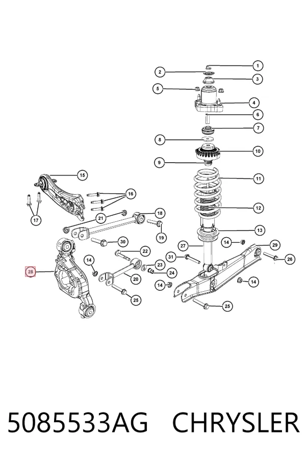 Цапфа задняя левая 5085533AG Chrysler